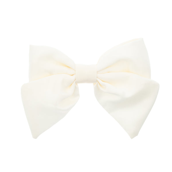 SATIN BOW HAIR CLIP OFF WHITE