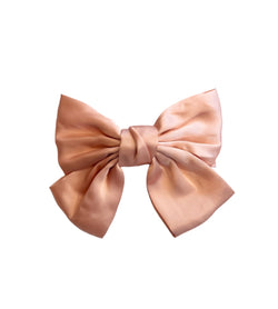 SOFT SATIN BOW HAIR CLIP PALE ROSE