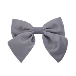 SATIN BOW HAIR CLIP STEEL BLUE