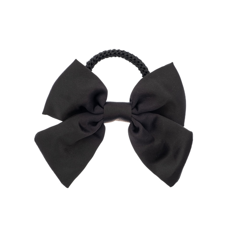 SATIN BOW HAIR TIE BLACK