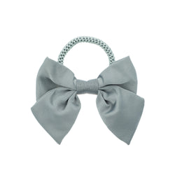 SATIN BOW HAIR TIE DARK SAGE