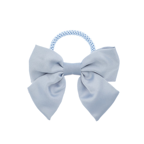 SATIN BOW HAIR TIE LIGHT BLUE