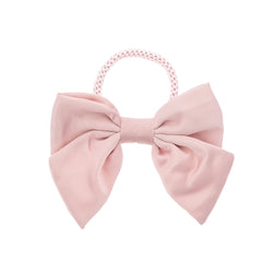 SATIN BOW HAIR TIE LIGHT ROSE