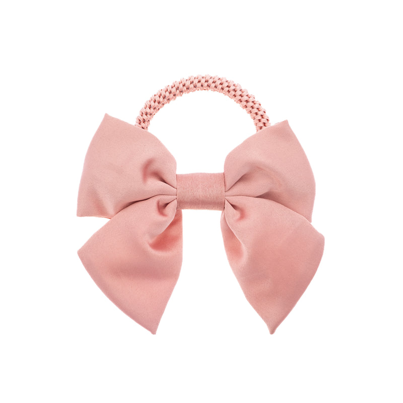 SATIN BOW HAIR TIE ROSE