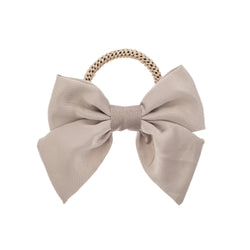 SATIN BOW HAIR TIE TAUPE