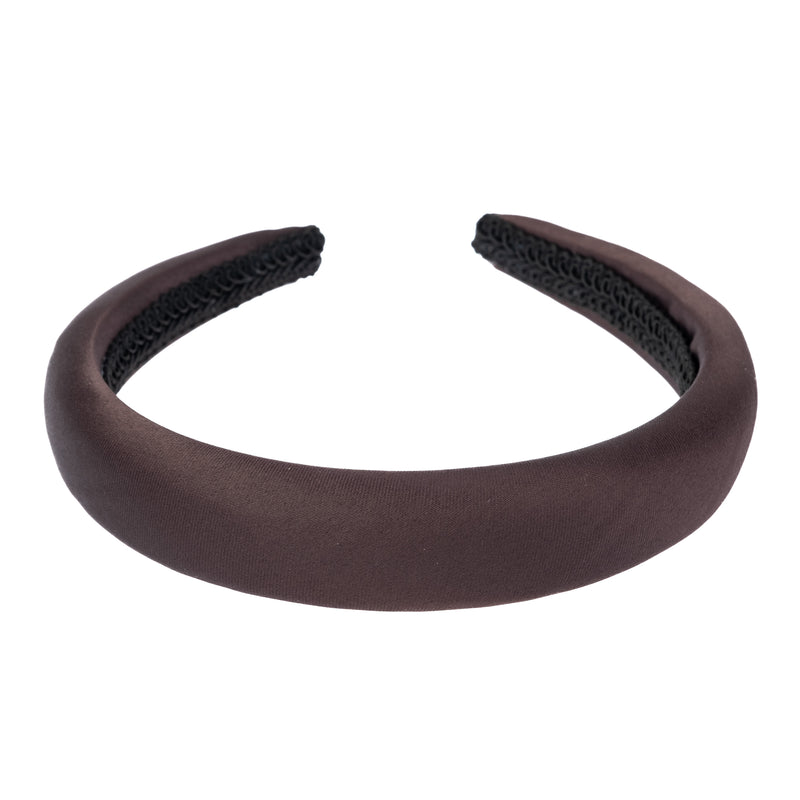 SATIN HAIR BAND BROAD CHOCOLATE BROWN