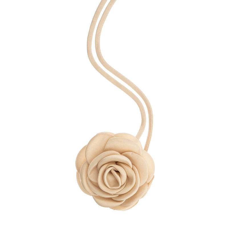 SATIN ROSE BROOCH CHAMPAGNE