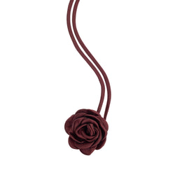 SATIN ROSE BROOCH SMALL MAROON