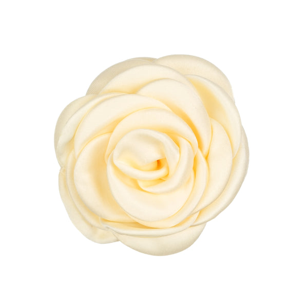 SATIN ROSE HAIR CLAW PALE YELLOW