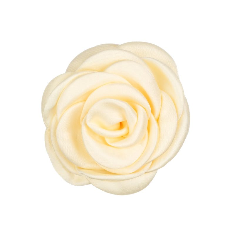 SATIN ROSE HAIR CLAW PALE YELLOW