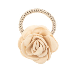 SATIN ROSE HAIR TIE CHAMPAGNE