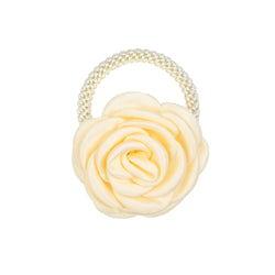 SATIN ROSE HAIR TIE PALE YELLOW