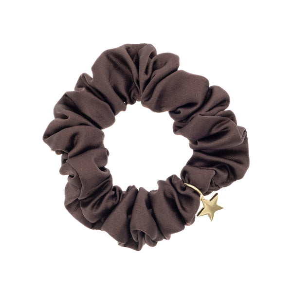 SATIN SCRUNCHIE CHOCOLATE BROWN