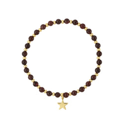 STONE BEAD BRACELET 4 MM W/GOLD BEADS MAROON