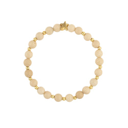 STONE BEAD BRACELET 6 MM W/GOLD BEADS SAND