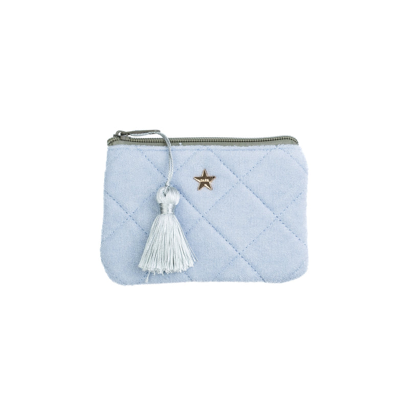 TERRY QUILTED MINI POUCH COOL BLUE W/MILIEU GREEN