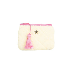 TERRY QUILTED MINI POUCH PALE YELLOW W/BUBBLEGUM PINK