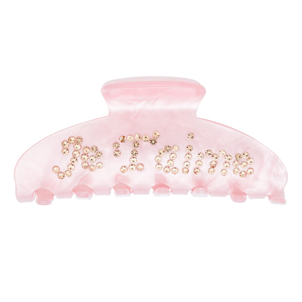 TEXT HAIR CLAW "JE T'AIME" PALE ROSE