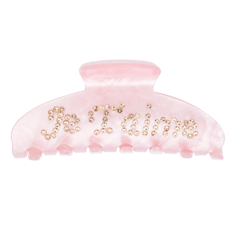 TEXT HAIR CLAW "JE T'AIME" PALE ROSE