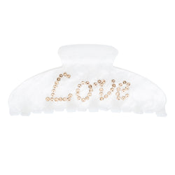 TEXT HAIR CLAW "LOVE" WHITE