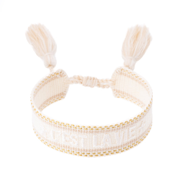 Woven Friendship Bracelets Set of 4 Cotton Silk String Bands Glass  Wristband