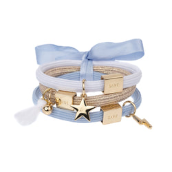 HAIR TIES 3 PK CHARM COMBO LIGHT BLUES W/GOLD