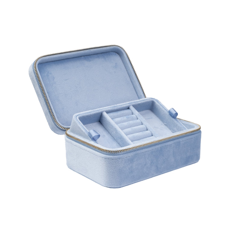 VELVET JEWELLERY BOX LIGHT BLUE