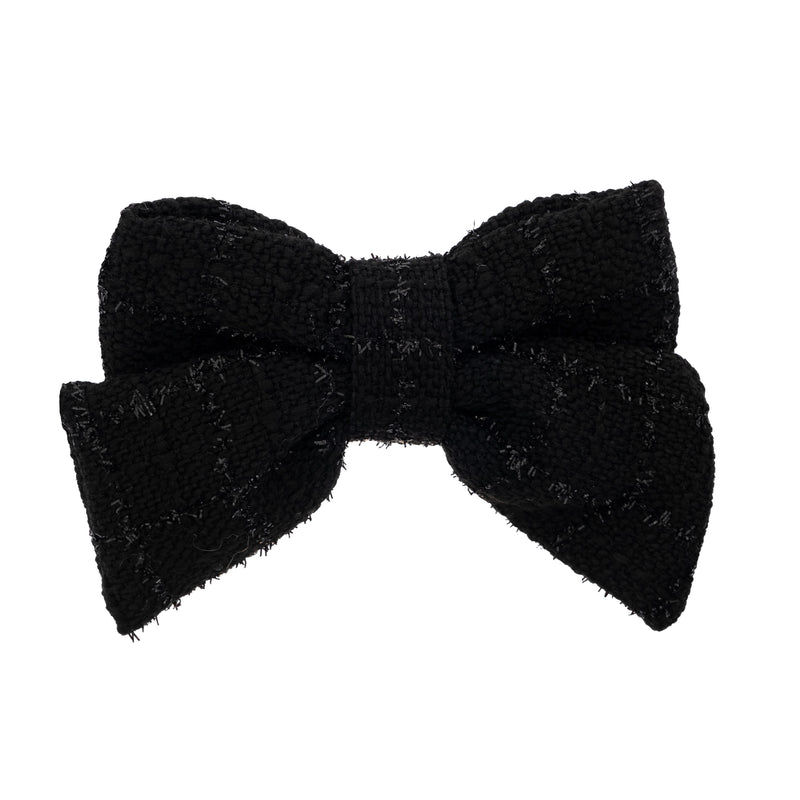 TWEED BOW HAIR CLIP BLACK