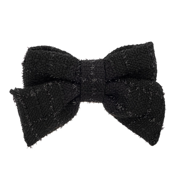 TWEED BOW HAIR CLIP BLACK