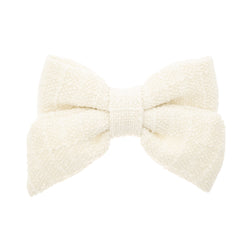 TWEED BOW HAIR CLIP OFF WHITE