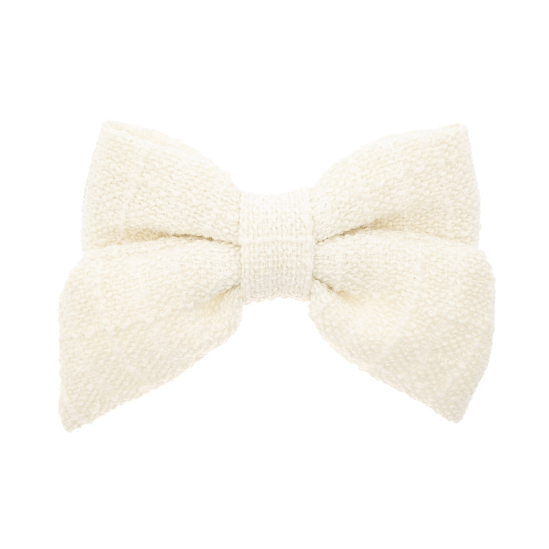 TWEED BOW HAIR CLIP OFF WHITE