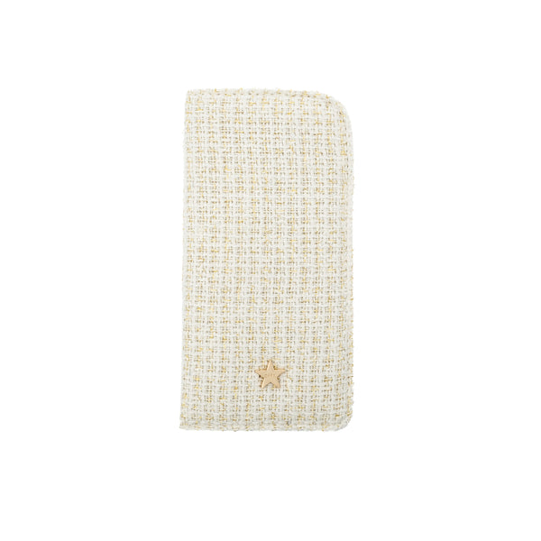 TWEED EYEWEAR CASE OFF WHITE W/GOLD