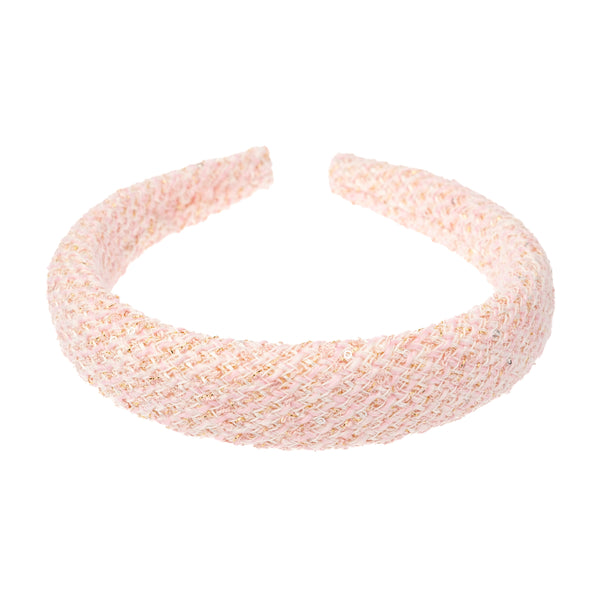 TWEED HAIR BAND BROAD LIGHT ROSE