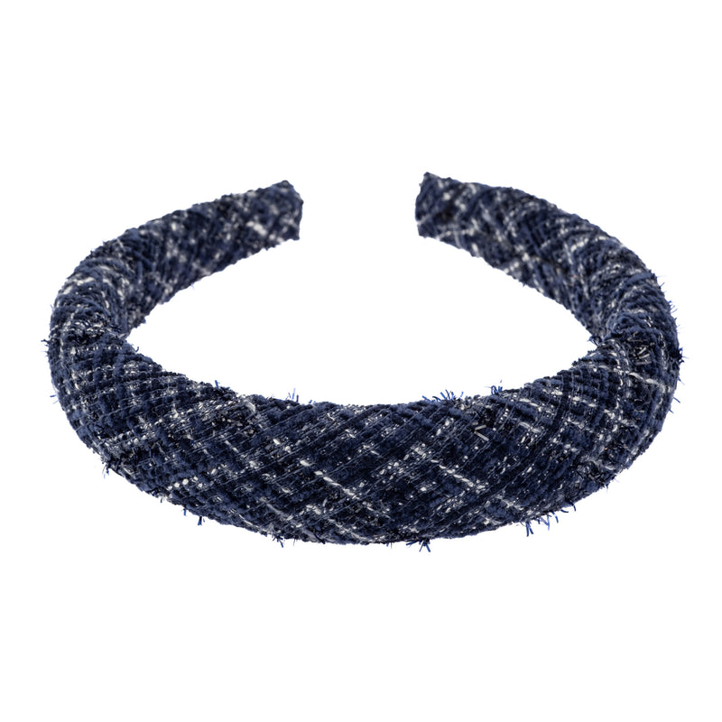 TWEED HAIR BAND BROAD NAVY BLUE