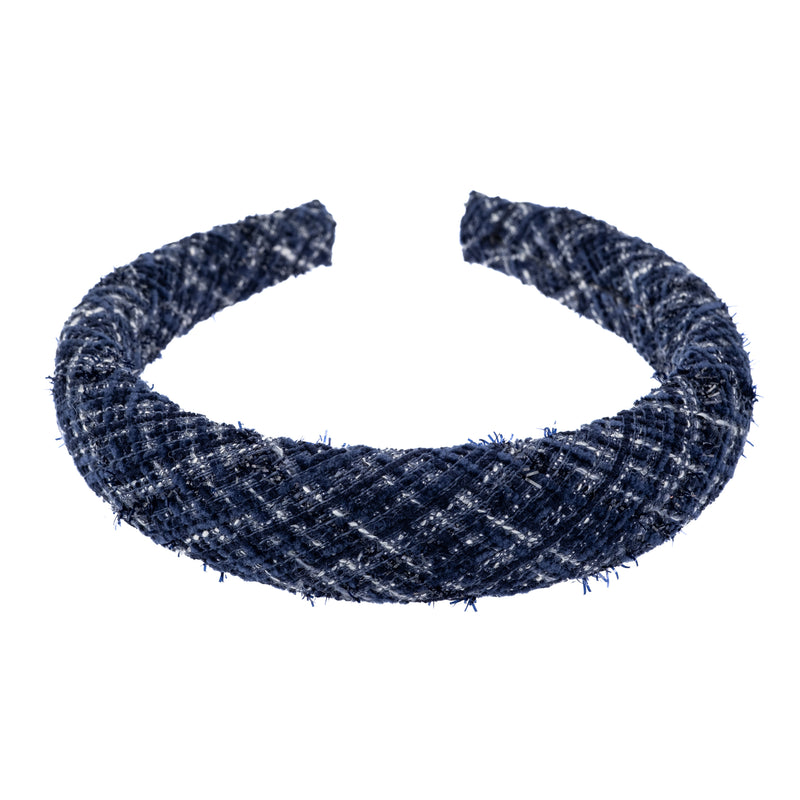 TWEED HAIR BAND BROAD NAVY BLUE