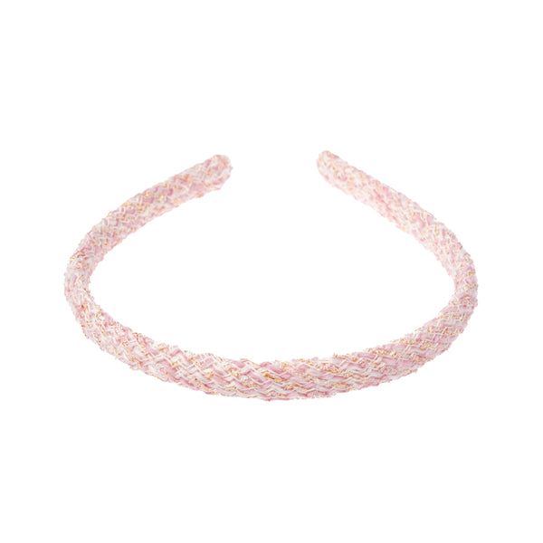 TWEED HAIR BAND THIN LIGHT ROSE