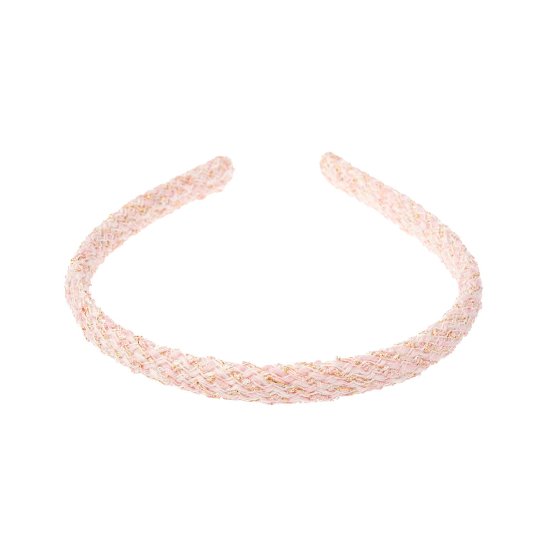 TWEED HAIR BAND THIN LIGHT ROSE