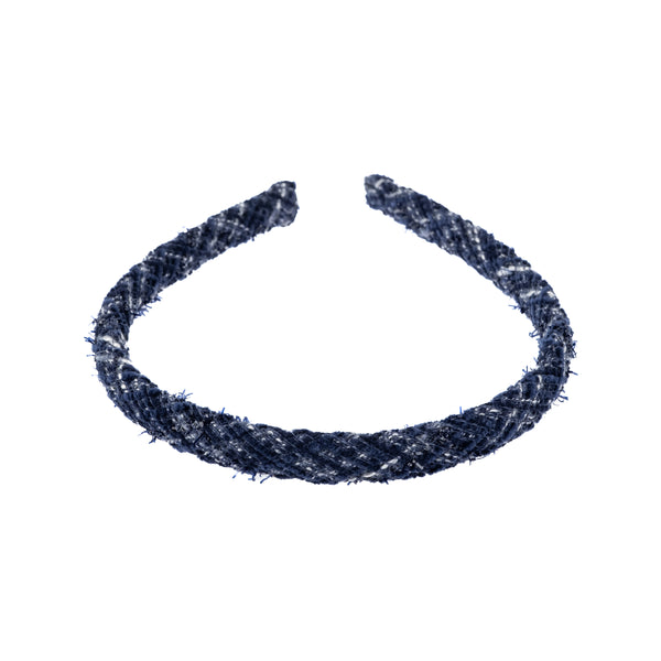 TWEED HAIR BAND THIN NAVY BLUE