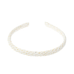 TWEED HAIR BAND THIN OFF WHITE W/GOLD