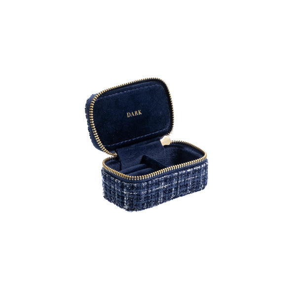 TWEED JEWELLERY BOX MICRO NAVY BLUE