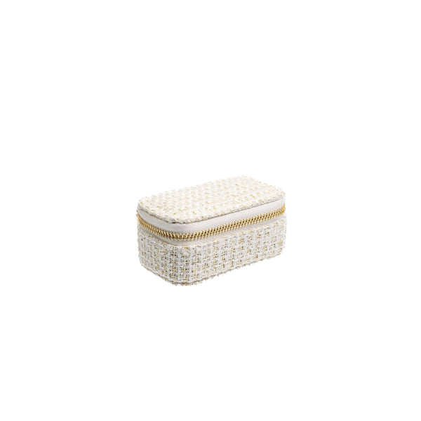 TWEED JEWELLERY BOX MICRO OFF WHITE W/GOLD