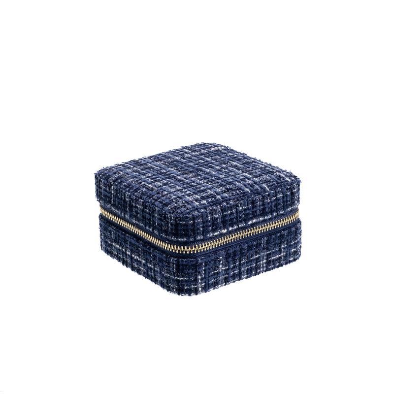 TWEED JEWELLERY BOX MINI NAVY BLUE