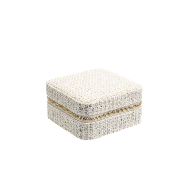 TWEED JEWELLERY BOX MINI OFF WHITE W/GOLD