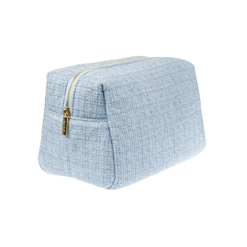 TWEED MAKE-UP POUCH LARGE COOL BLUE