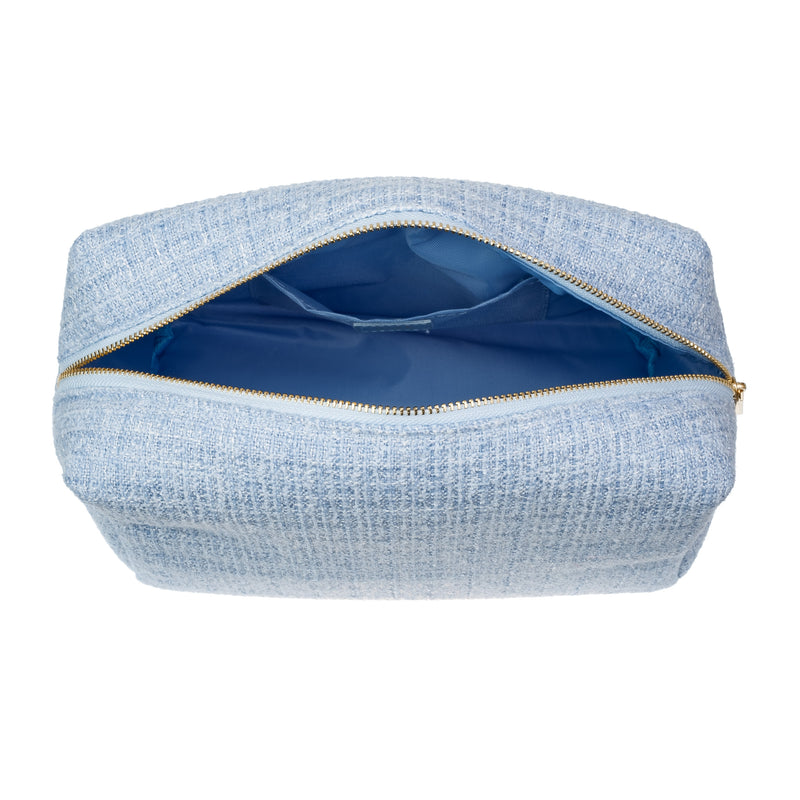 TWEED MAKE-UP POUCH LARGE COOL BLUE