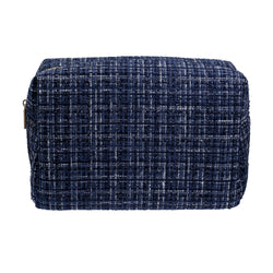 TWEED MAKE-UP POUCH LARGE NAVY BLUE