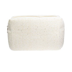 TWEED MAKE-UP POUCH LARGE OFF WHITE W/GOLD