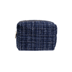 TWEED MAKE-UP POUCH SMALL NAVY BLUE