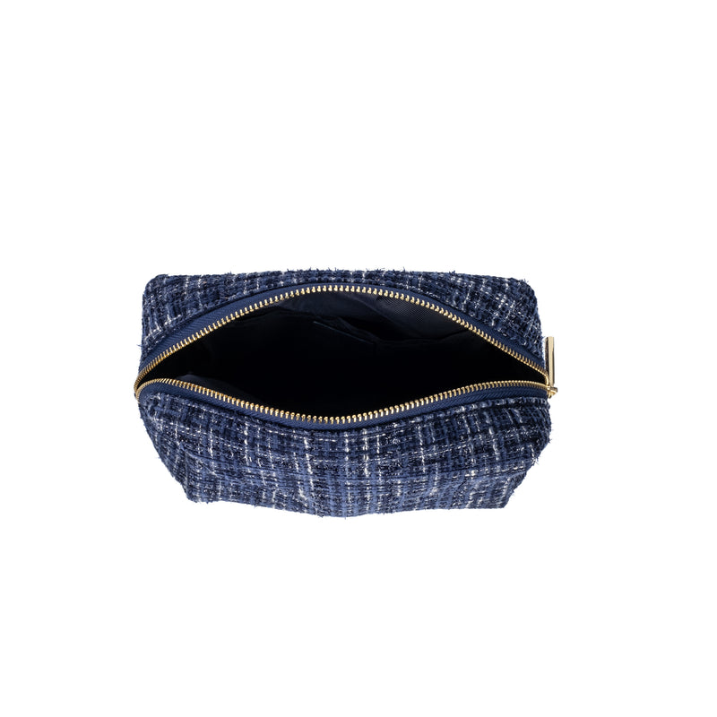 TWEED MAKE-UP POUCH SMALL NAVY BLUE