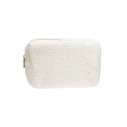 TWEED MAKE-UP POUCH SMALL OFF WHITE W/GOLD